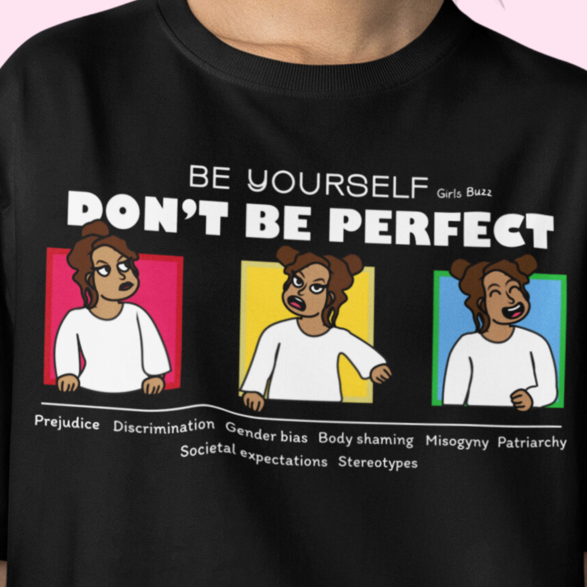 Don't Be Perfect" Cute Comic Character Print tee for women