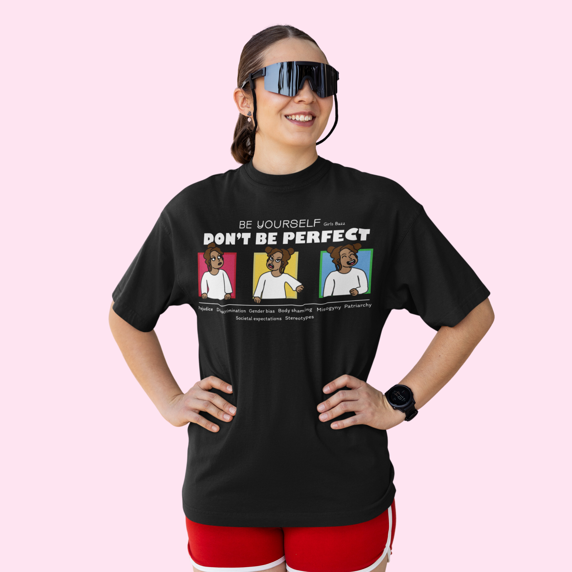 Don't Be Perfect" Cute Comic Character Print tee for women