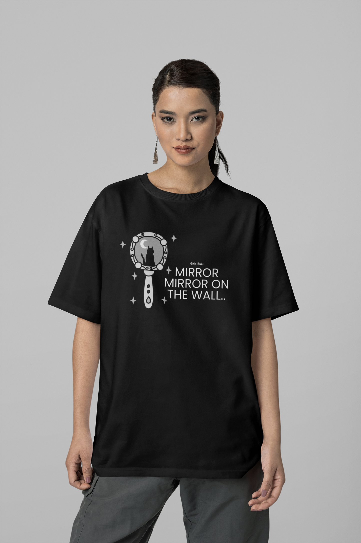 graphic Print Self Love Slogan Plus size Tee mirror on the wall