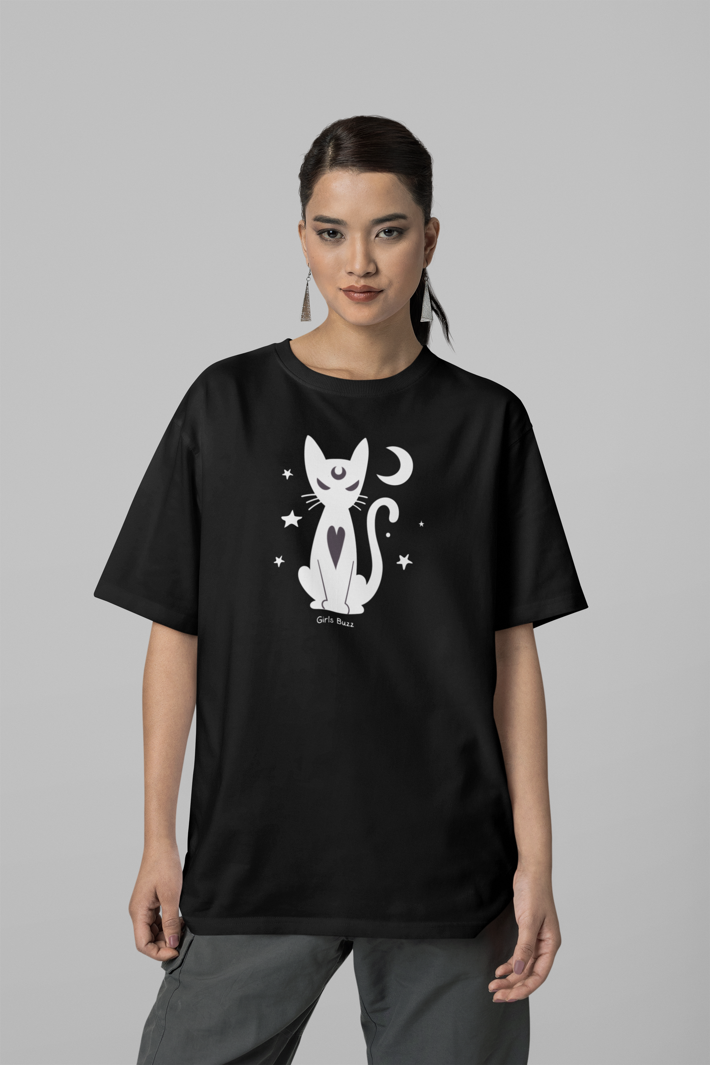 cute cat print Plus size women's yoga tshirt