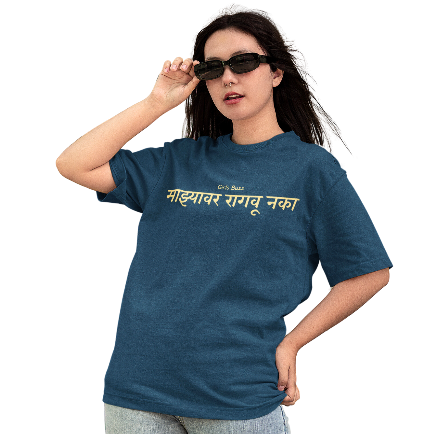 Graphic printed marathi oversized tshirt