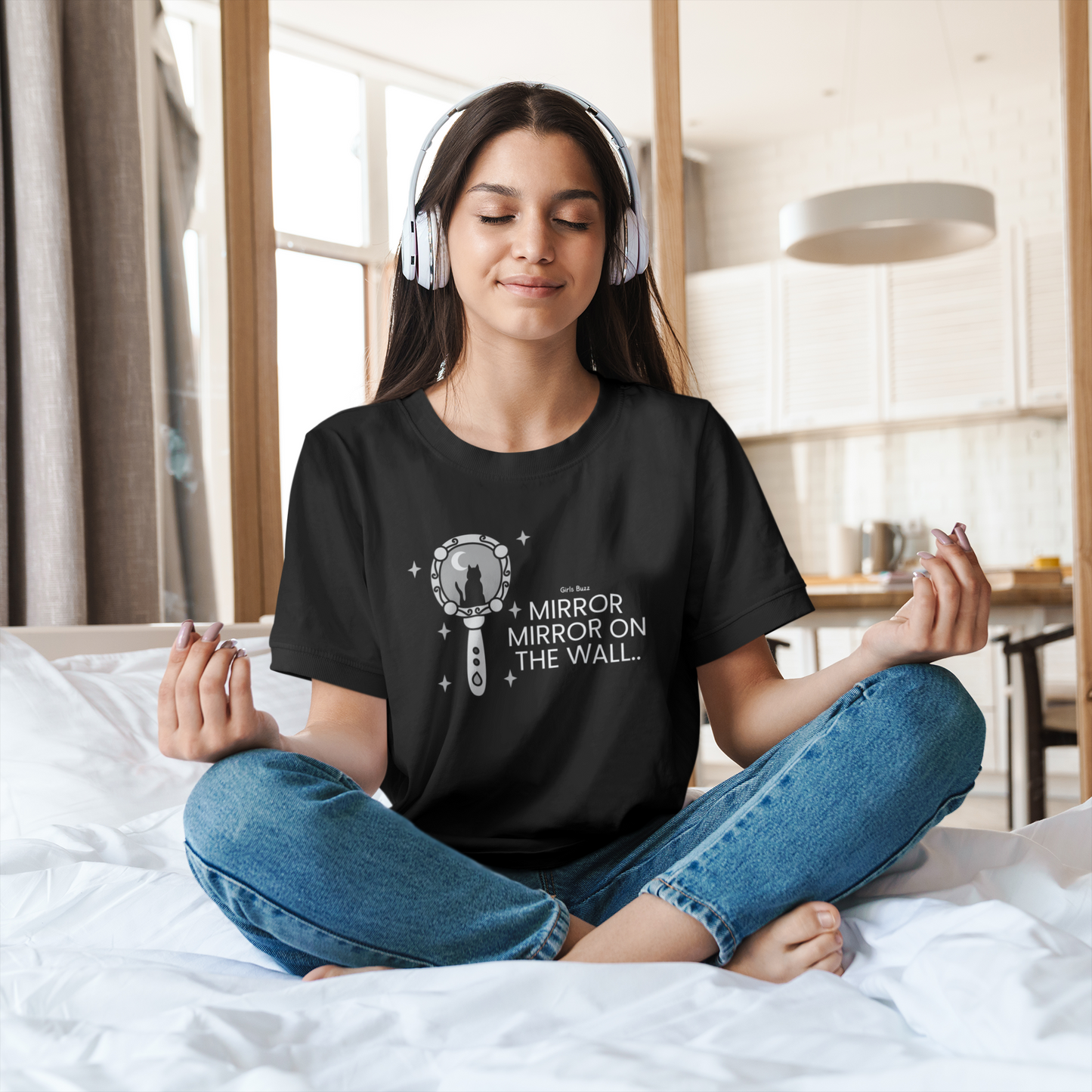 graphic Print Self Love Slogan Plus size Tee mirror on the wall