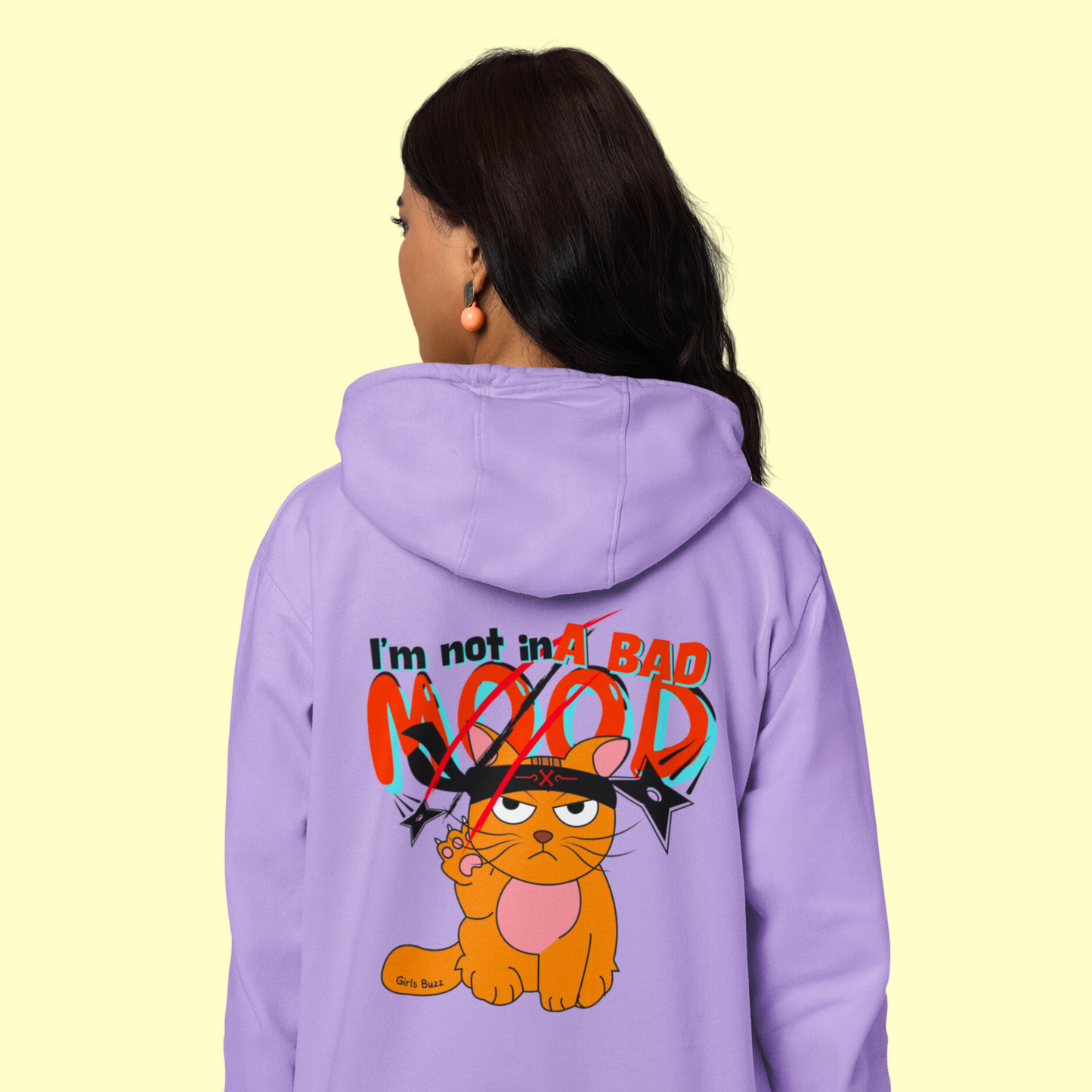 mood women back printed hoodie