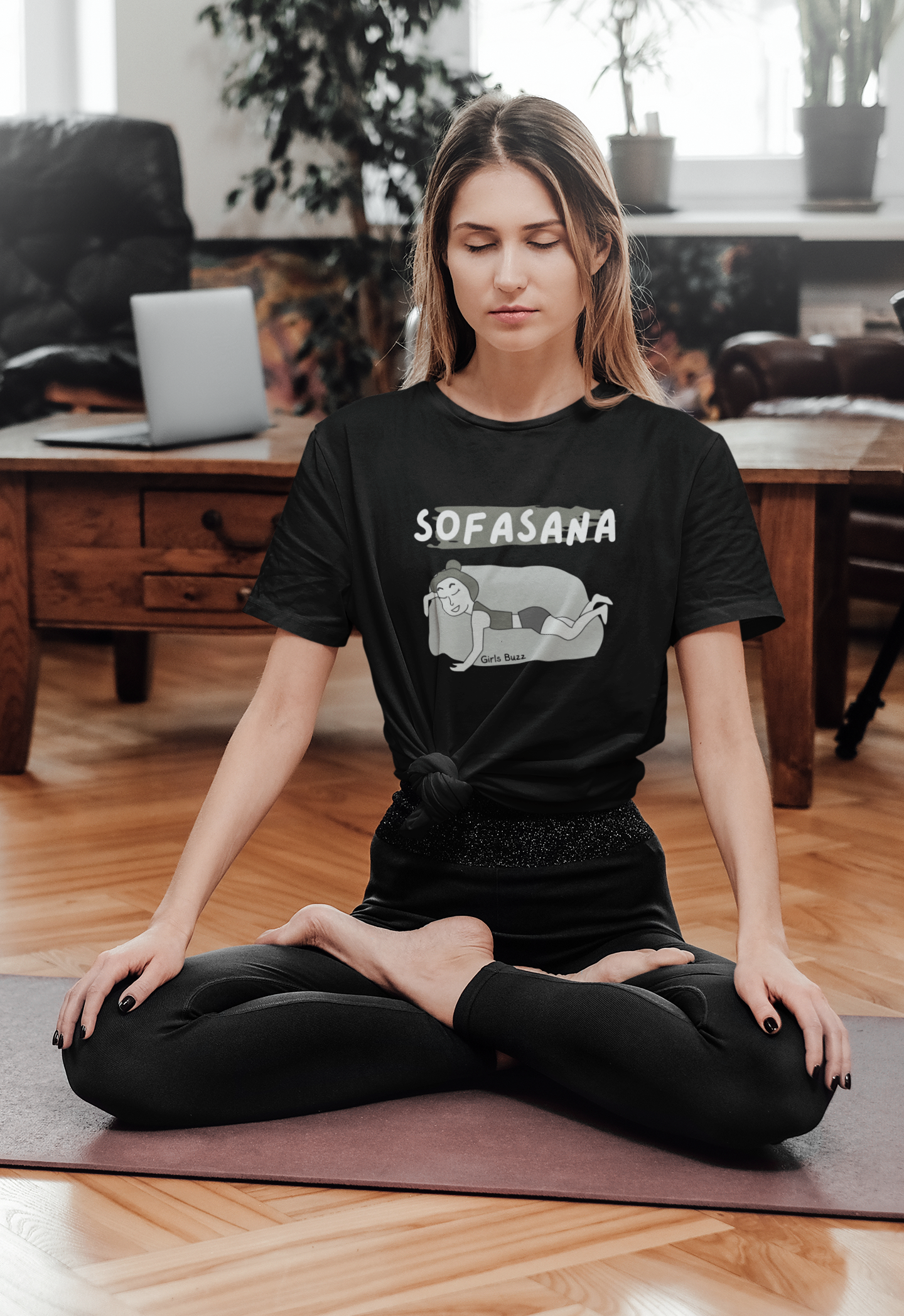 sofasana Women Yoga Pose Printed Tshirt