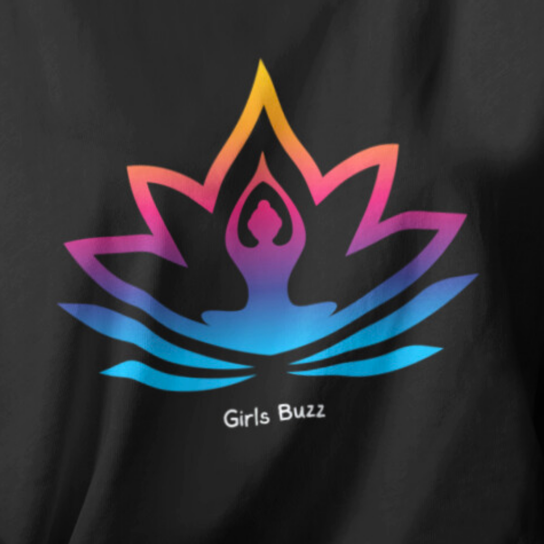 women's yoga print black tshirt