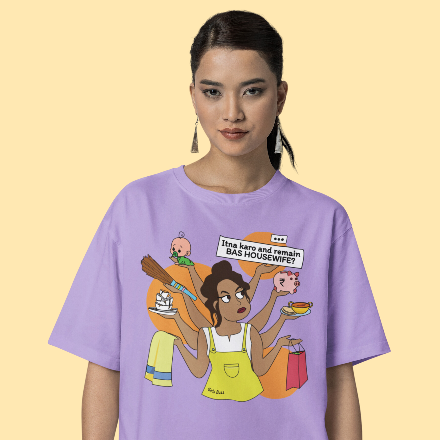 Bas Housewife hai Graphic Printed Oversized Tshirt