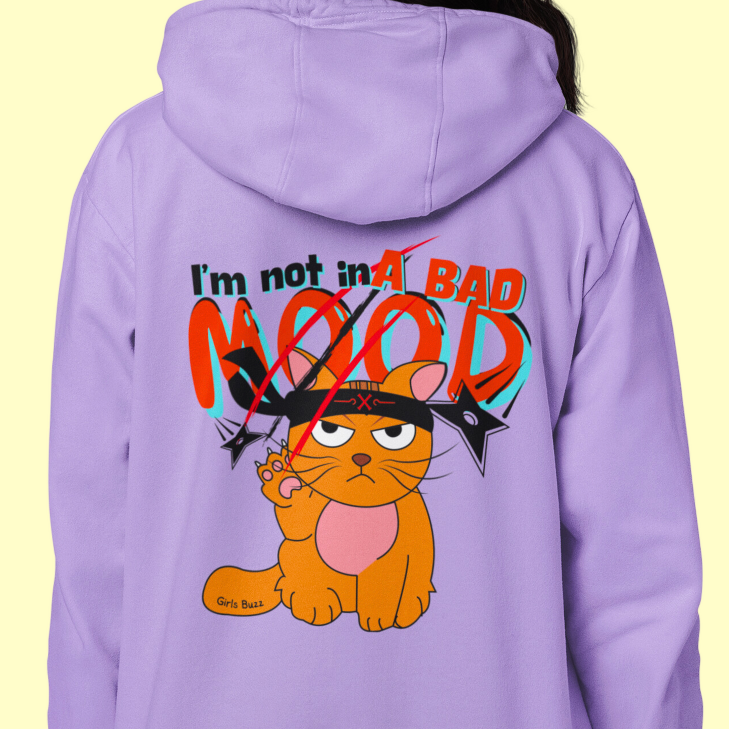 mood women back printed hoodie