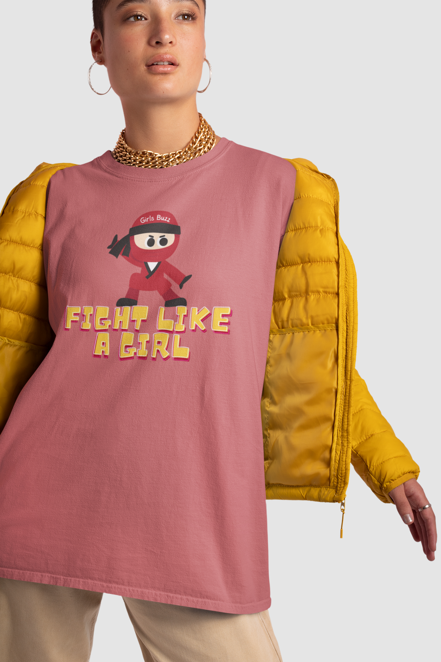 fight like a girl graphics printed bold slogan plus size tee