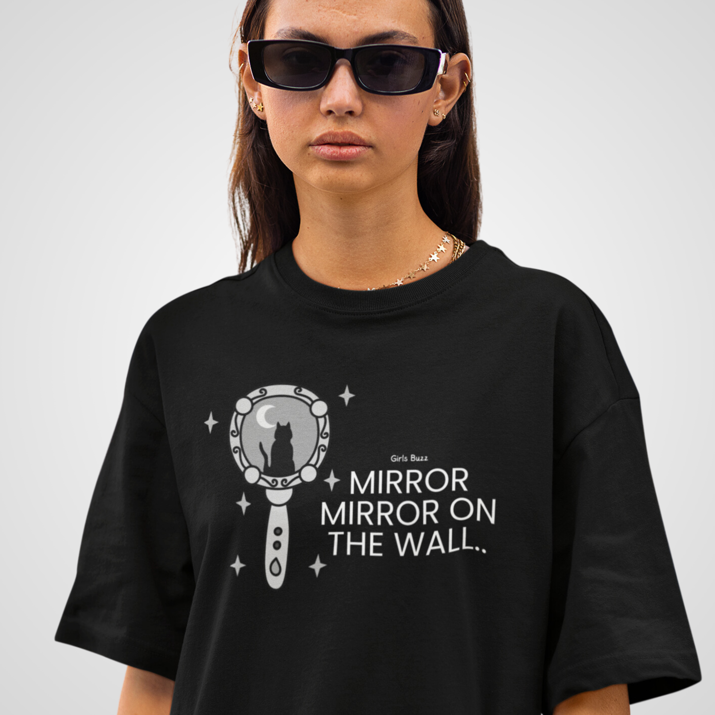 graphic Print Self Love Slogan Plus size Tee mirror on the wall