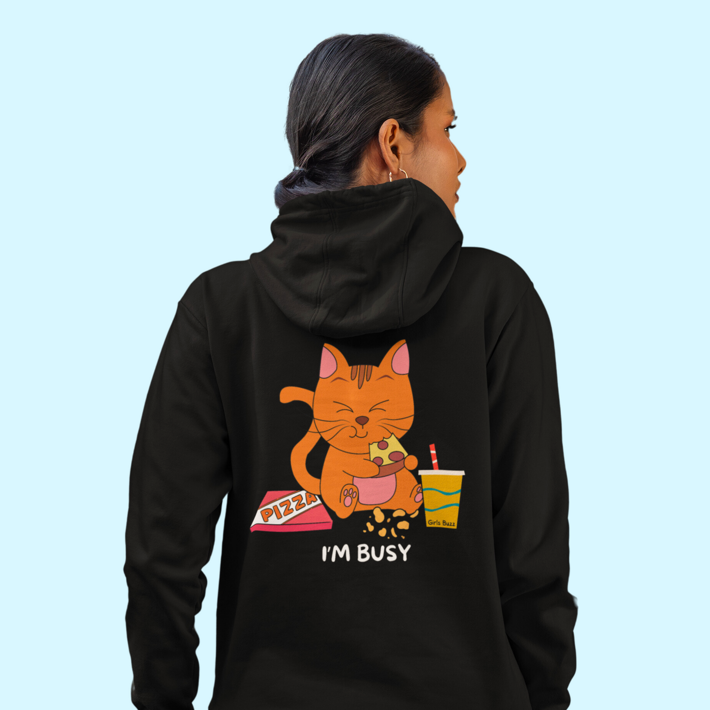 go away i'm busy Women's loose fit graphic back printed hoodie
