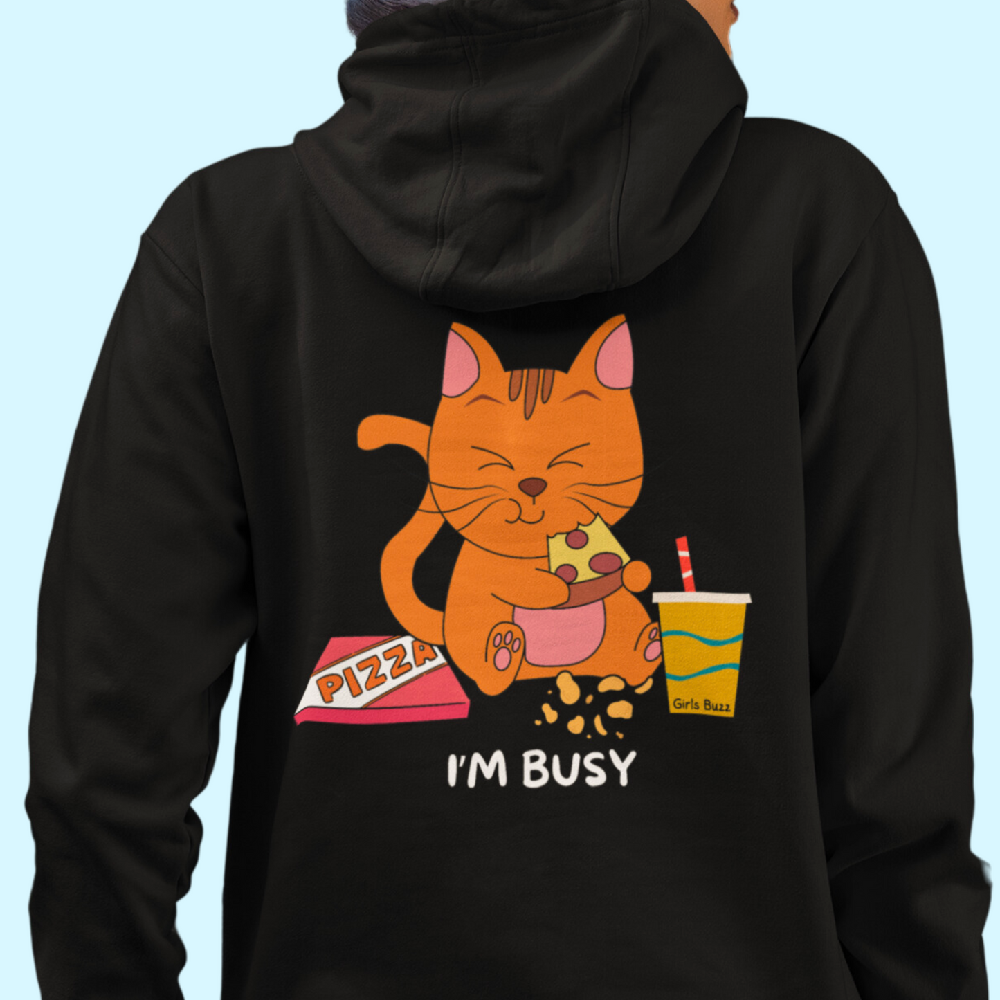 go away i'm busy Women's loose fit graphic back printed hoodie