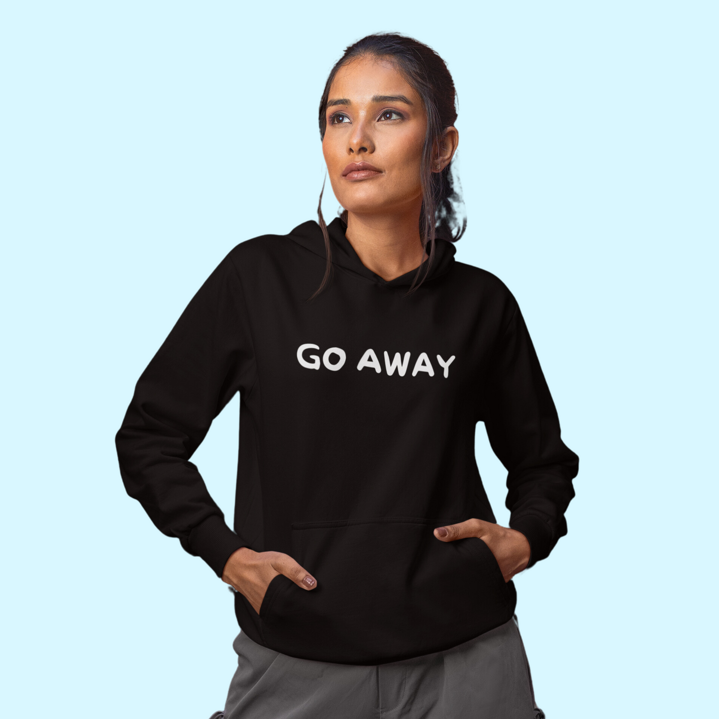 go away i'm busy Women's loose fit graphic back printed hoodie