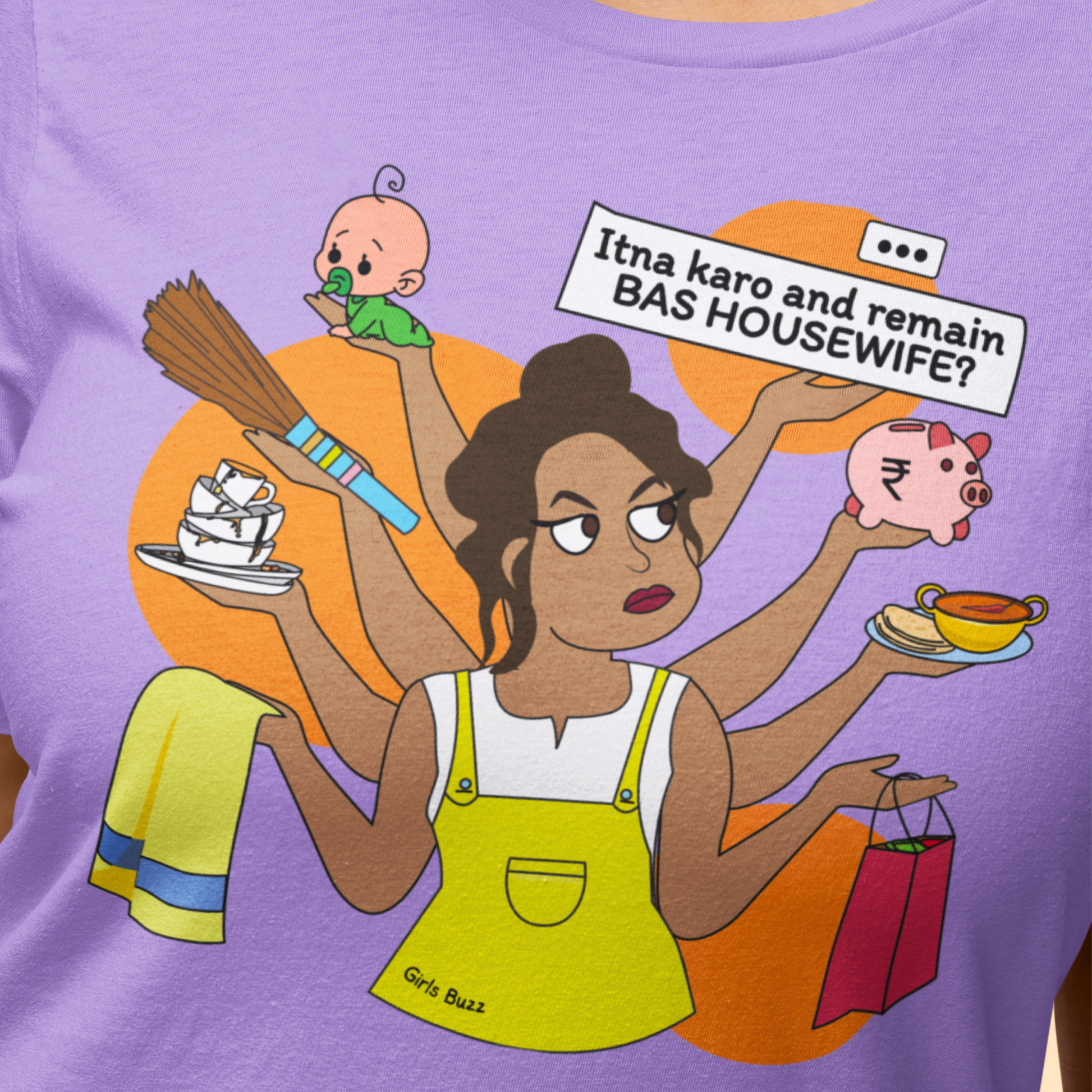 Bas Housewife hai Graphic Printed Oversized Tshirt