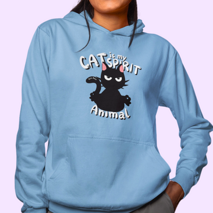 women cat back print hoodie 