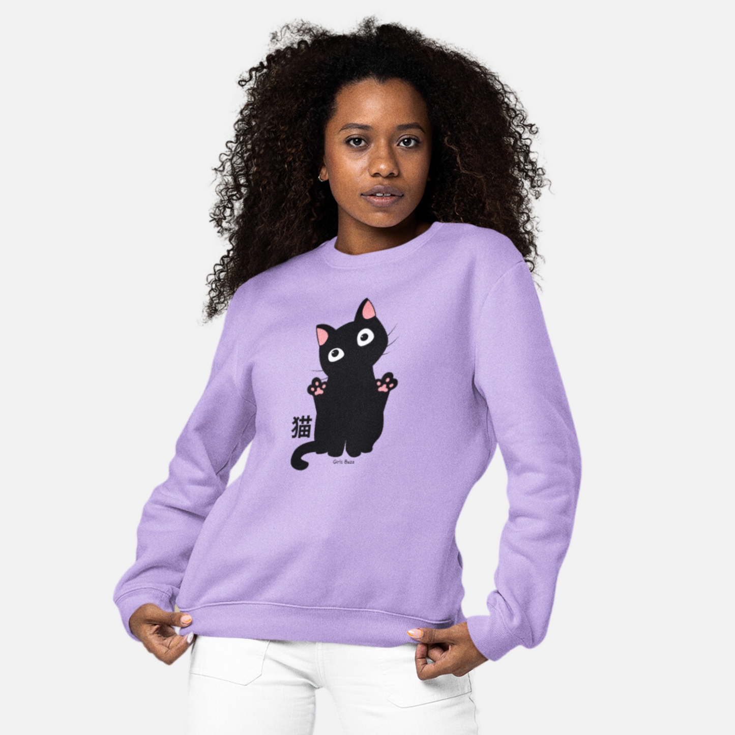 Women cool cat printed sweatshirt for animal lover