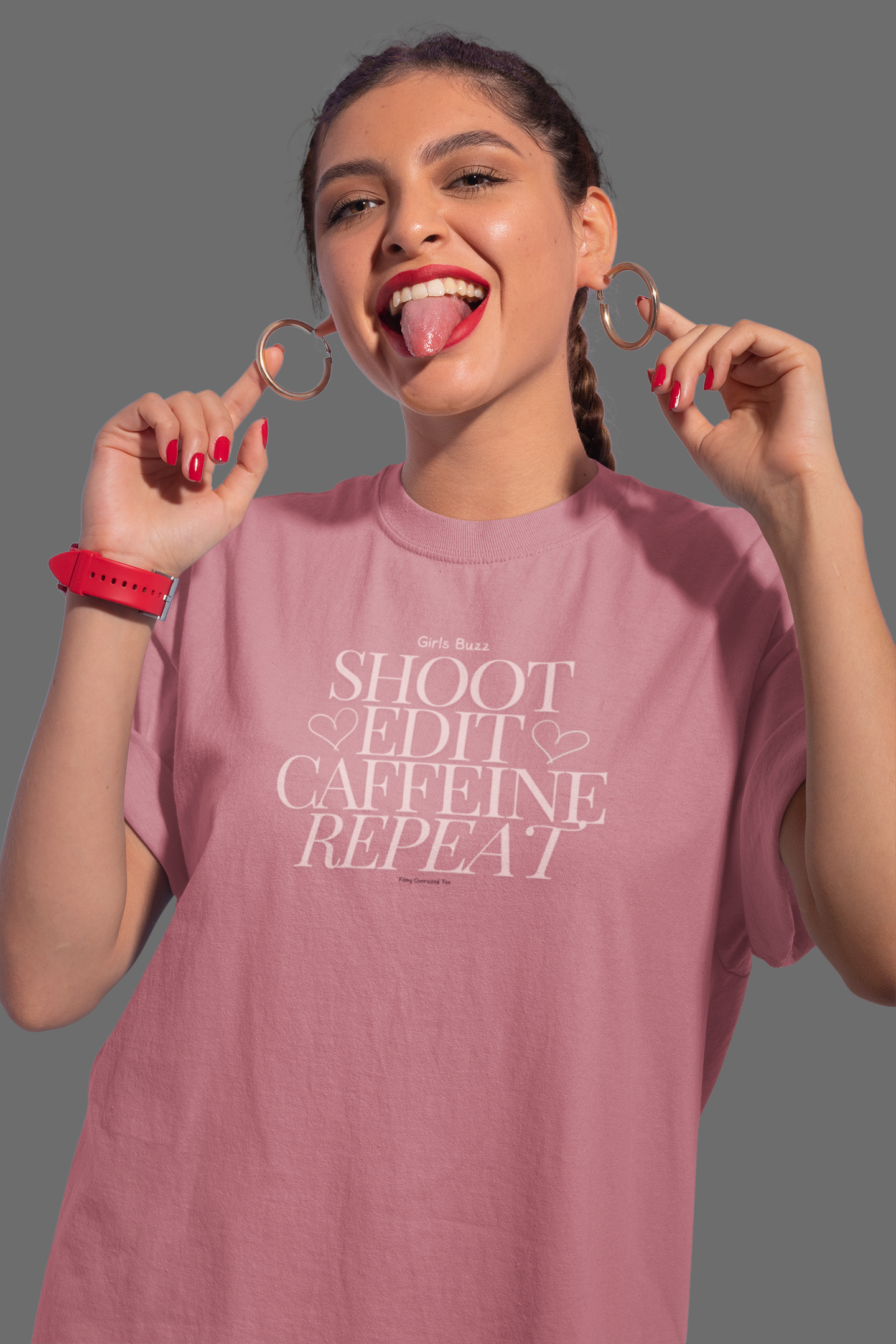 Shoot Edit Caffeine Repeat Oversized Tee