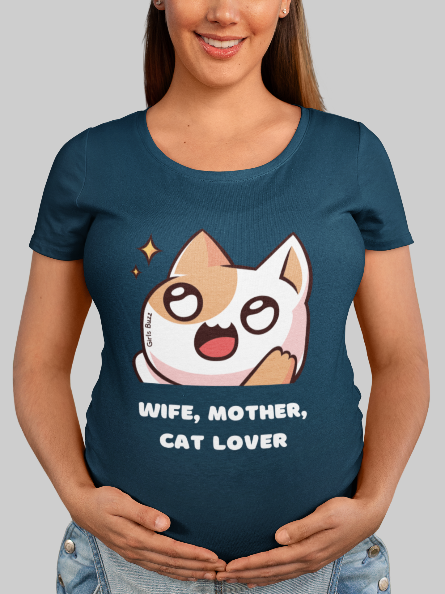 Wife, Mother, Cat Lover Maternity T-shirt