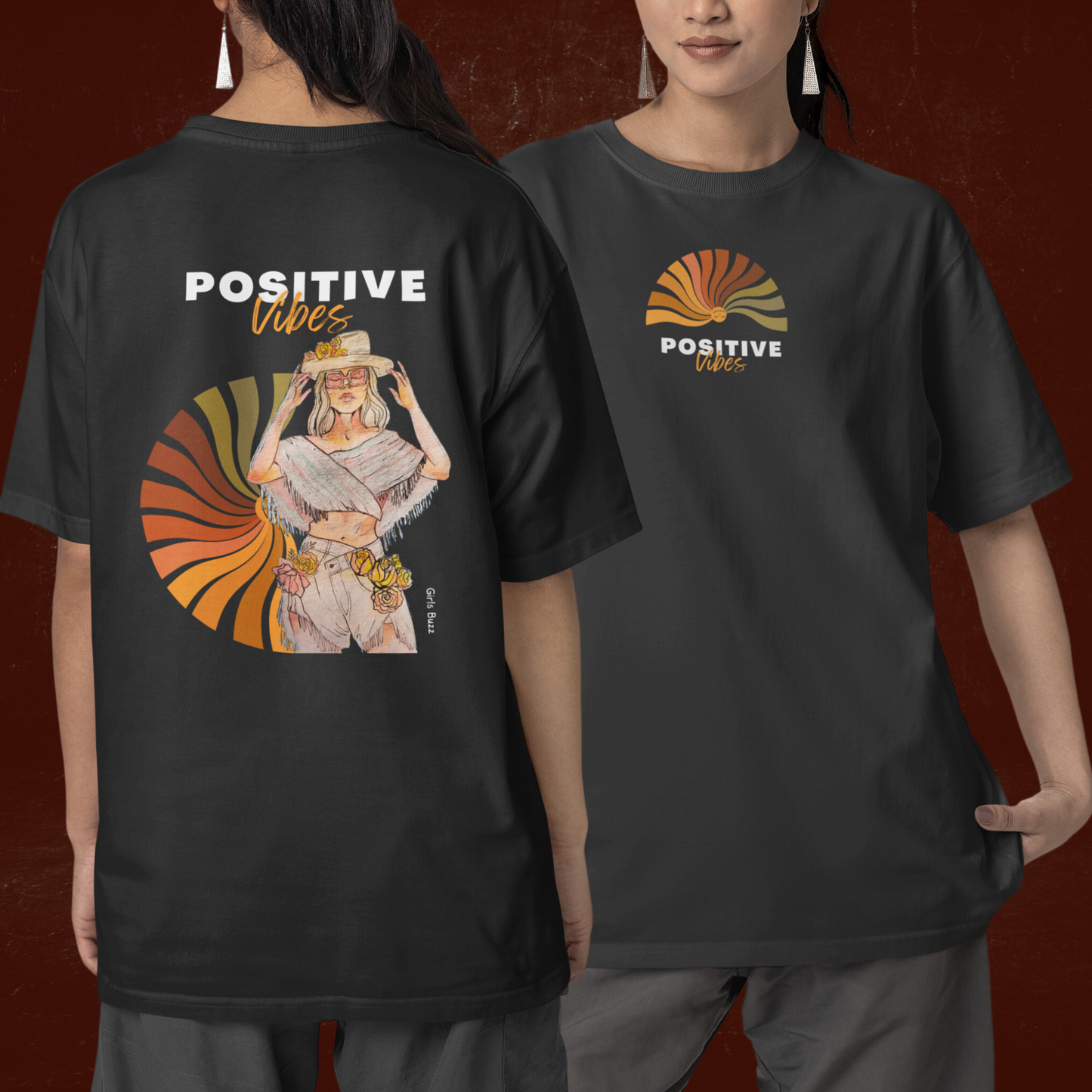 Positive Vibes Back Printed Oversized Tee