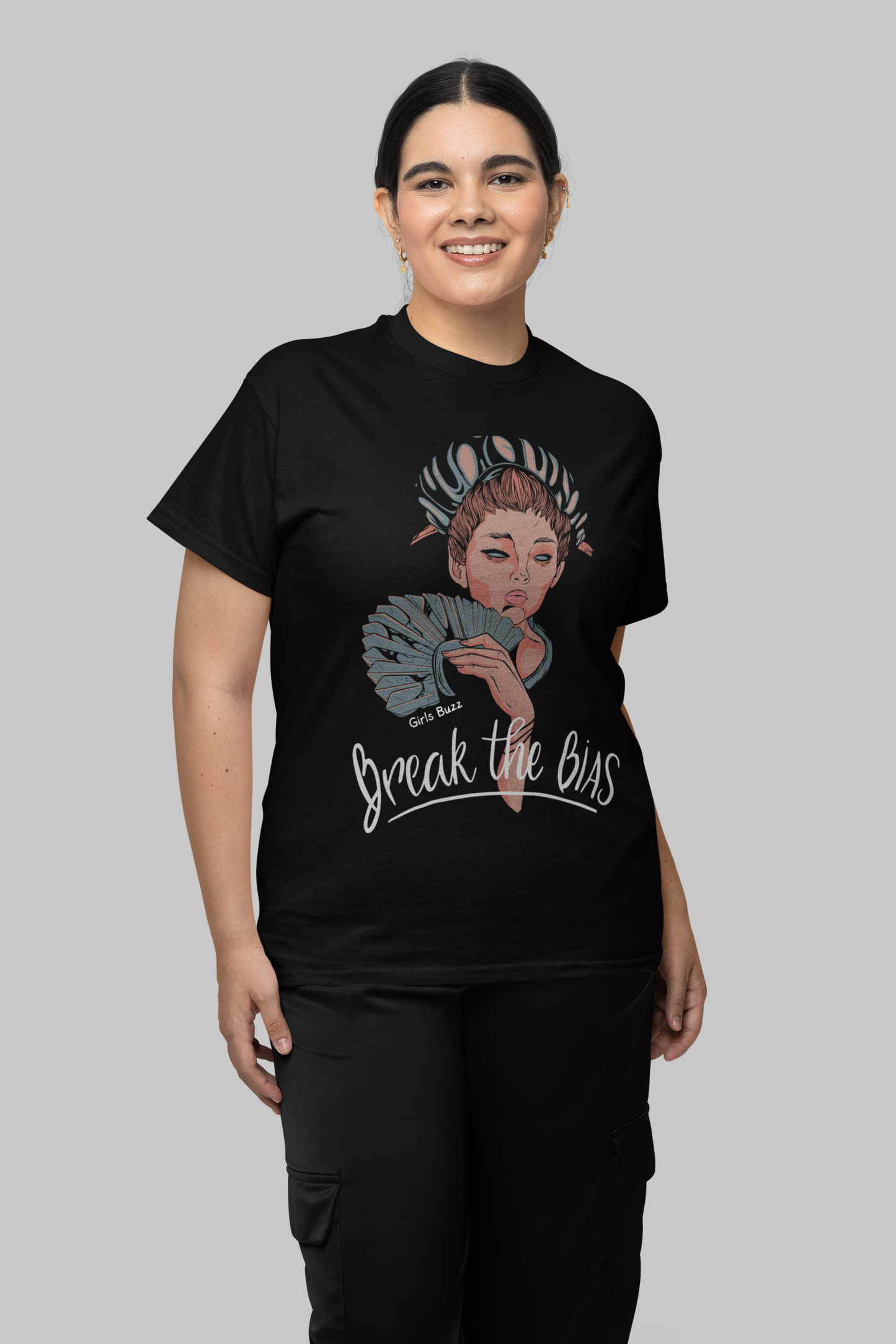 Regular Fit Black Women Cotton Tshirt - Break The Bias