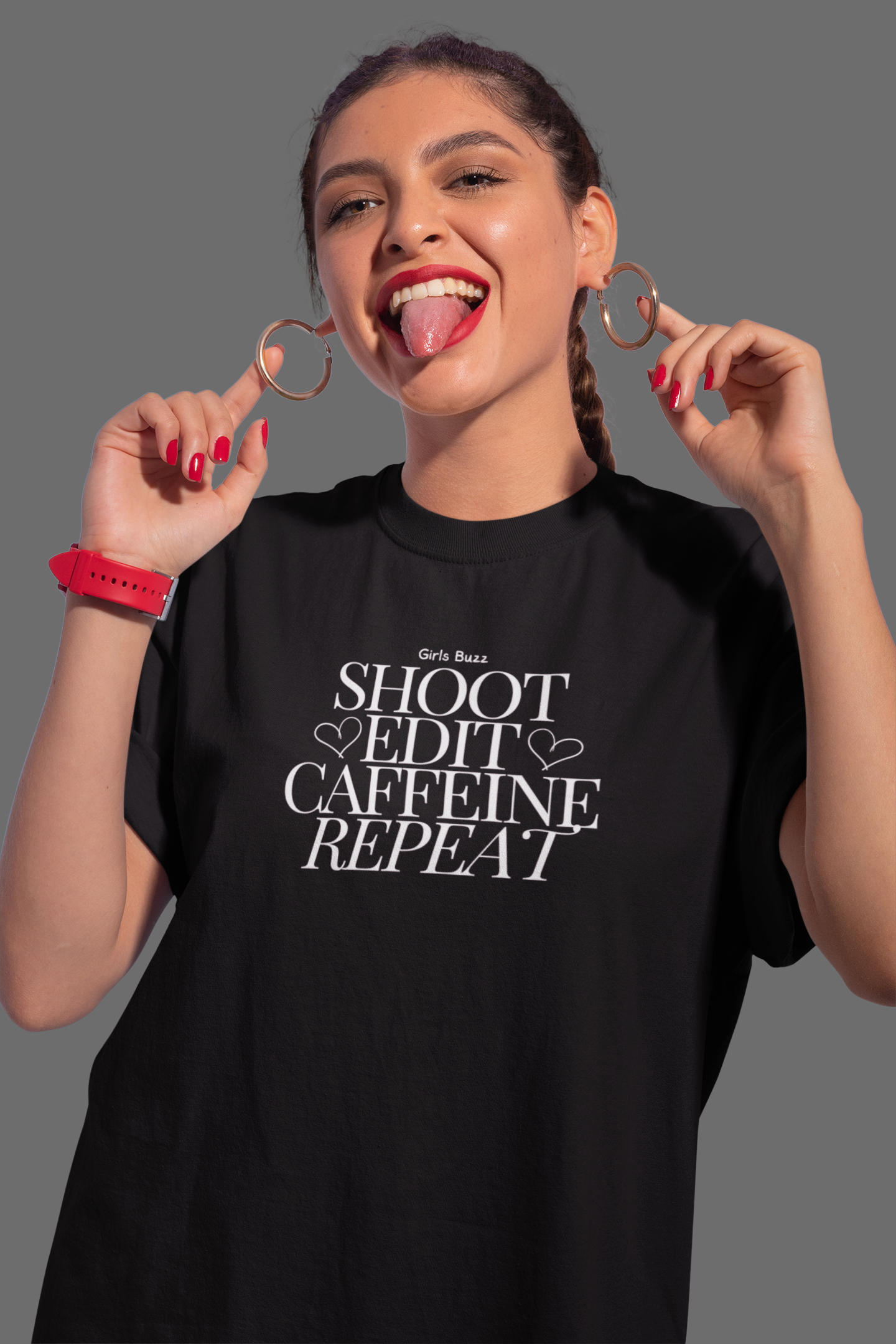 Shoot Edit Caffeine Repeat Oversized Tee