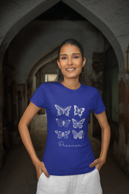 Regular Fit Butterfly Series Women Cotton Tshirt - Dreamer