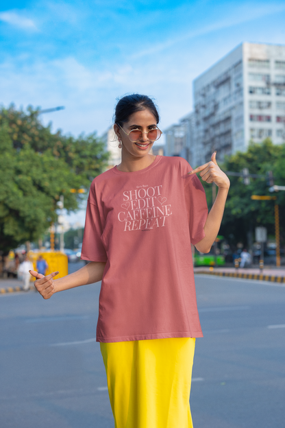 Shoot Edit Caffeine Repeat Oversized Tee