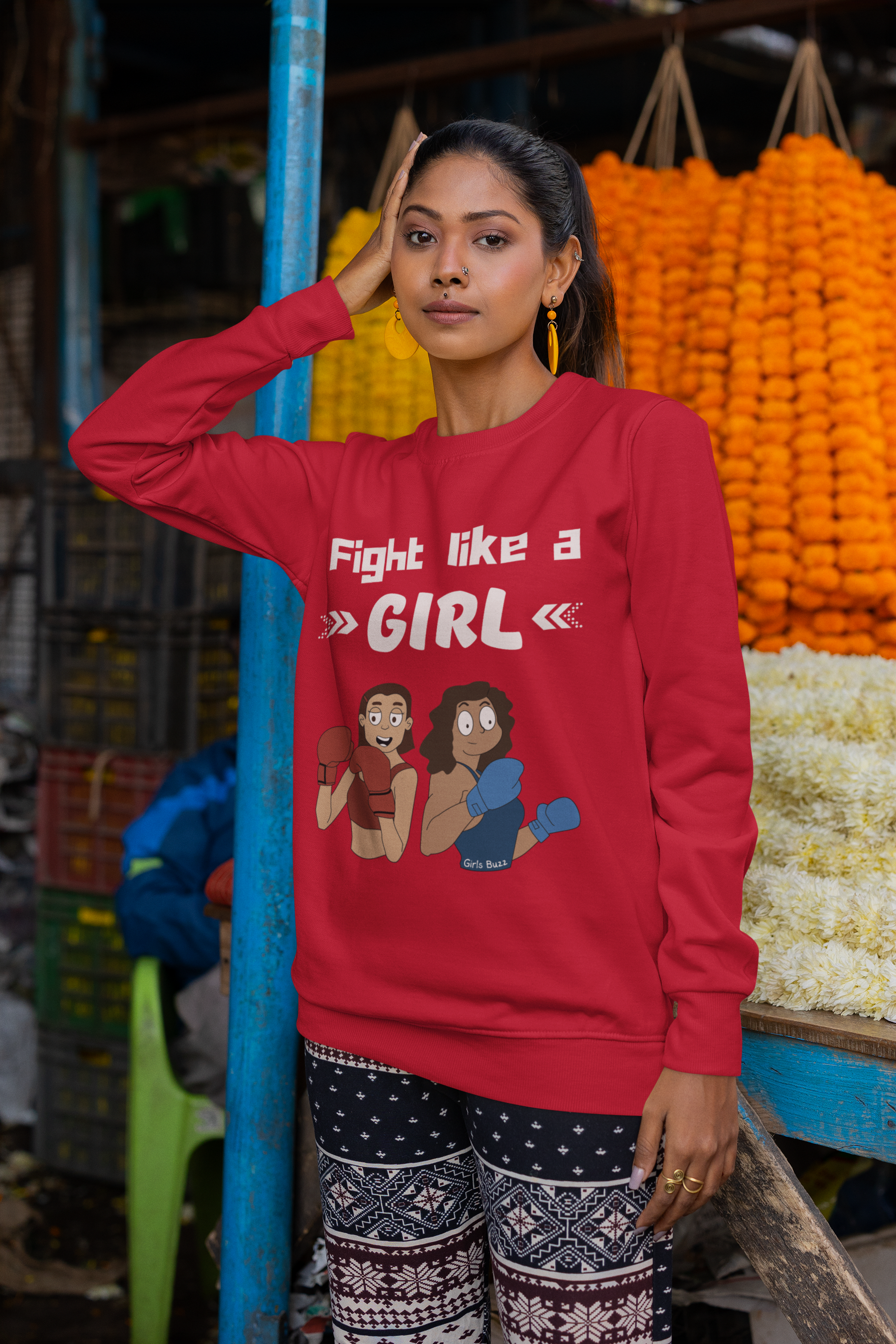 fight like a girl women's sweatshirt with empowering quotes