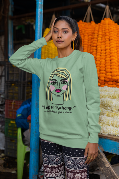 women baggy slogan sweatshirt