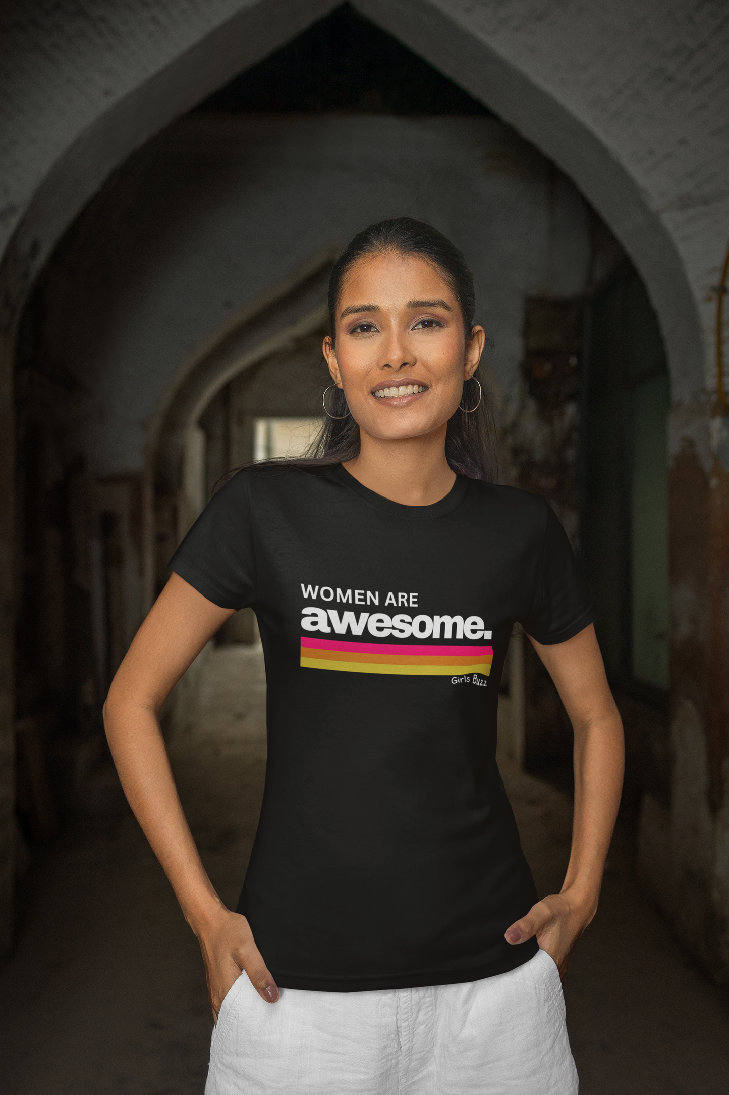 Regular Fit Women Slogan Cotton Tshirt - Women Are Awesome