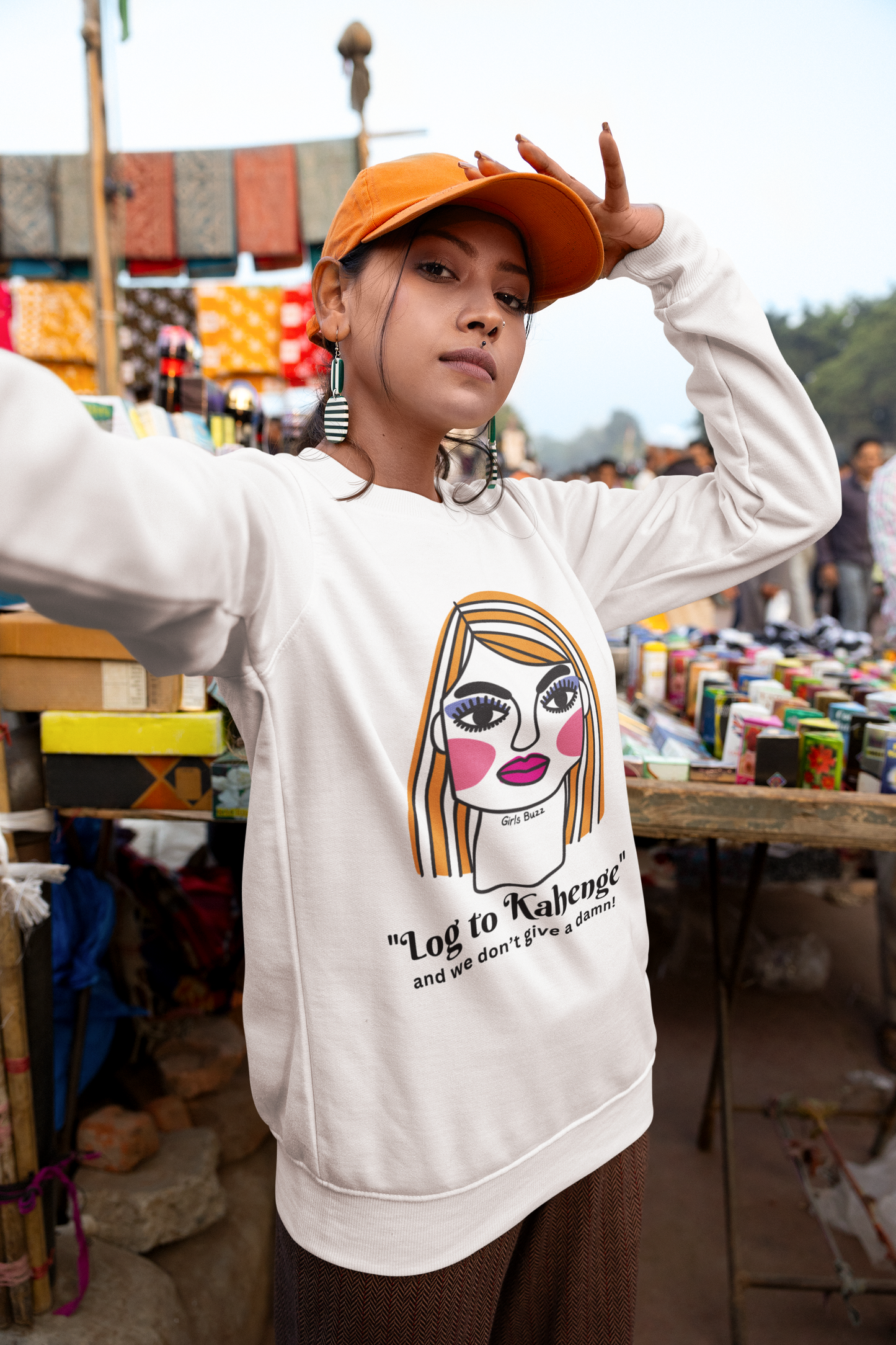 women baggy slogan sweatshirt