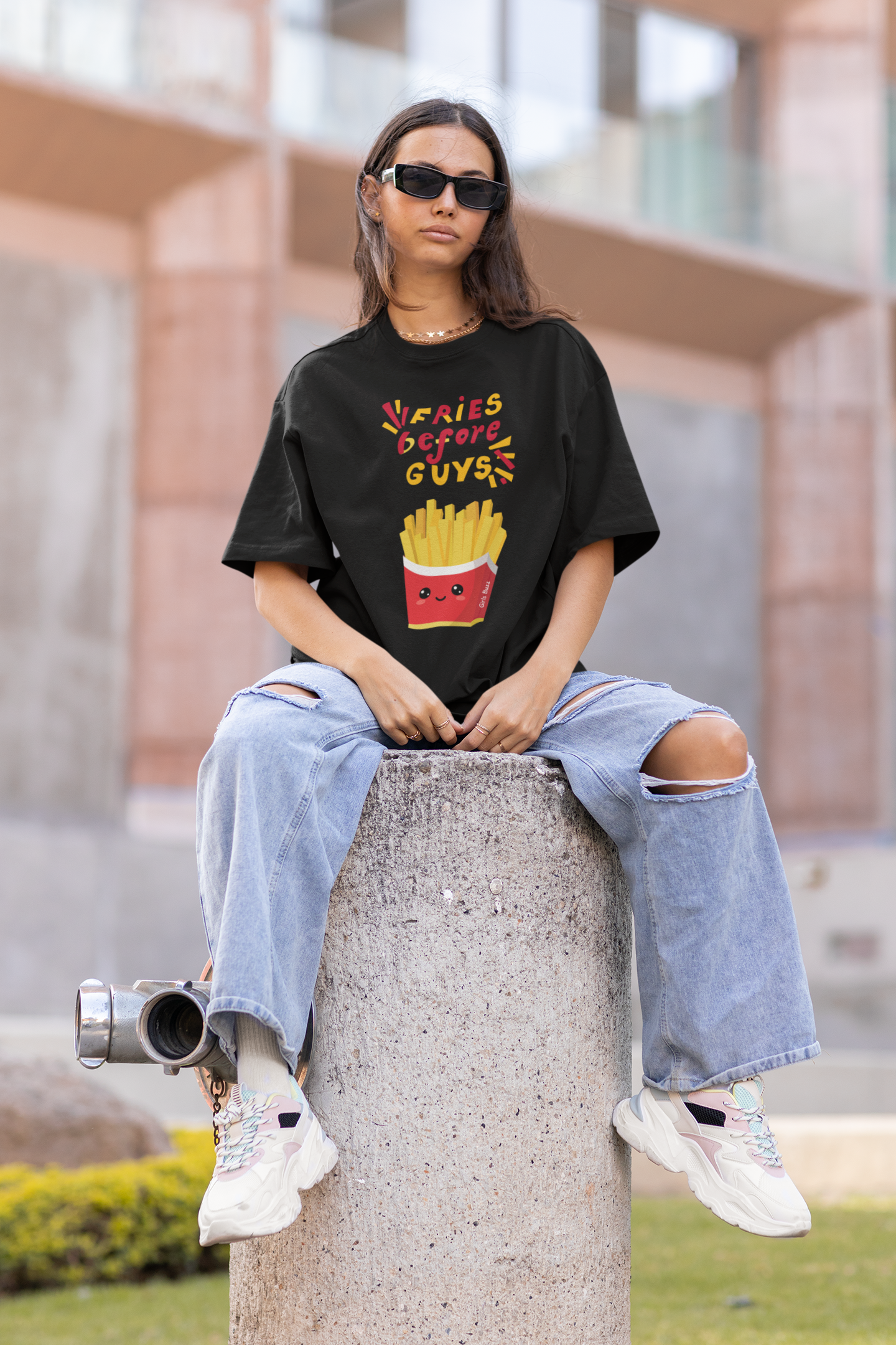 Fries Before Guys Boyfriend Fit T-shirt