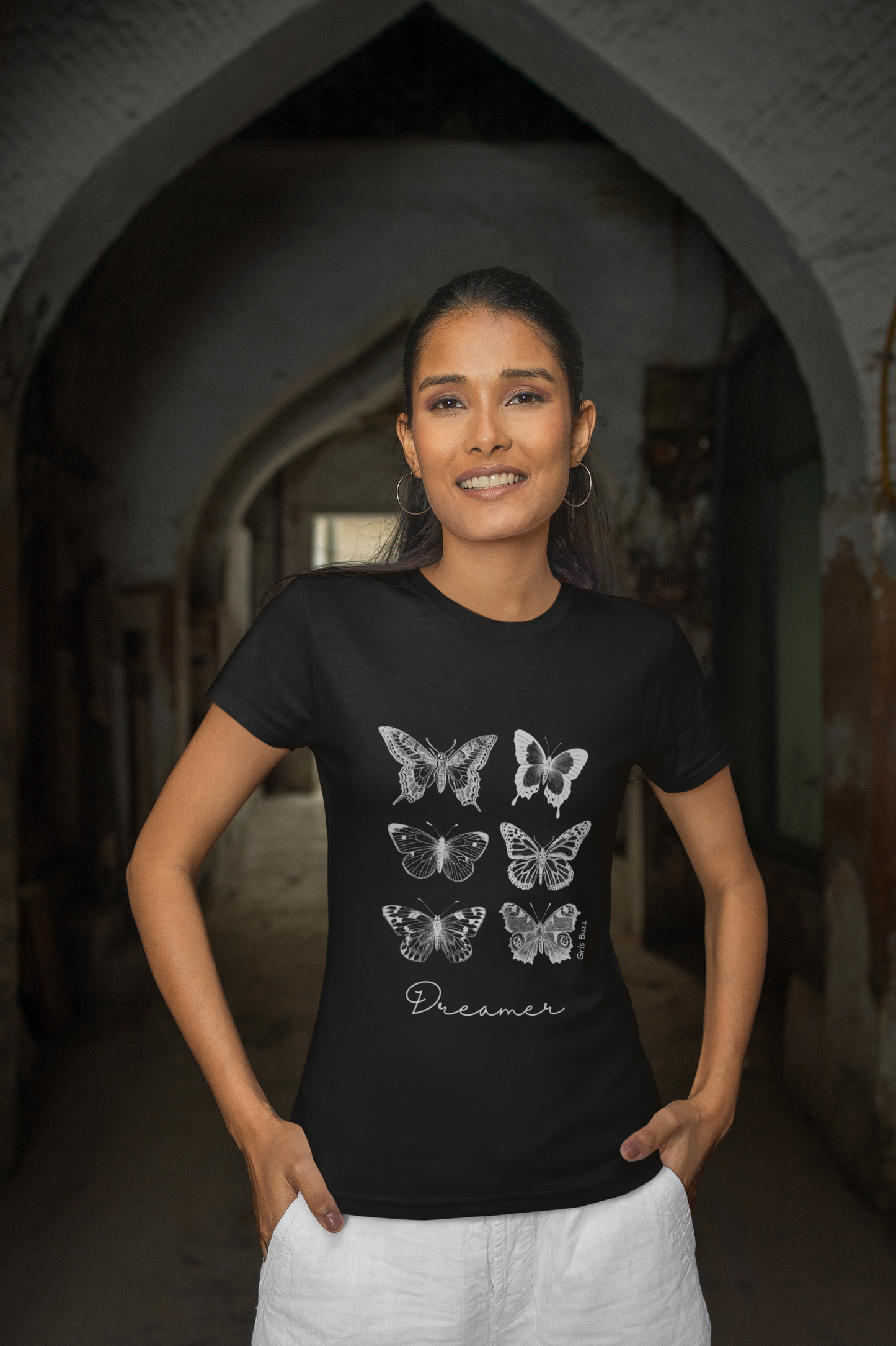 Regular Fit Butterfly Series Women Cotton Tshirt - Dreamer