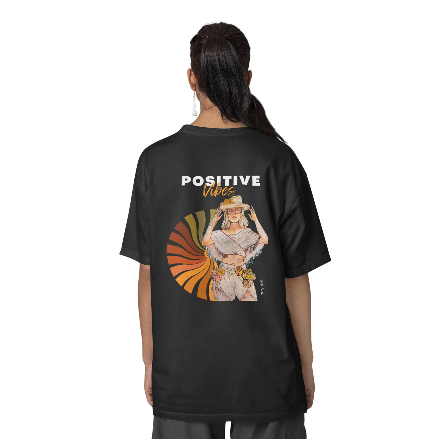 Positive Vibes Back Printed Oversized Tee