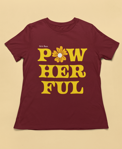 Regular Fit Empowerment Slogan Women Cotton Tshirt - PowHERful