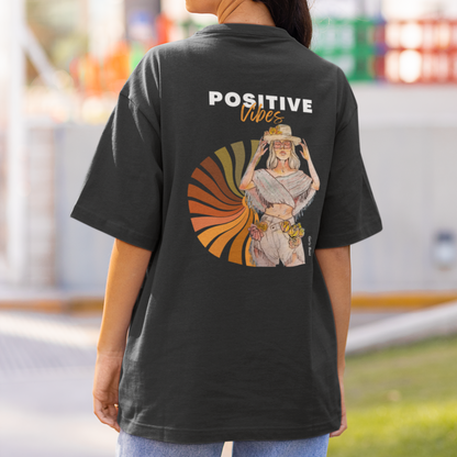 Positive Vibes Back Printed Oversized Tee