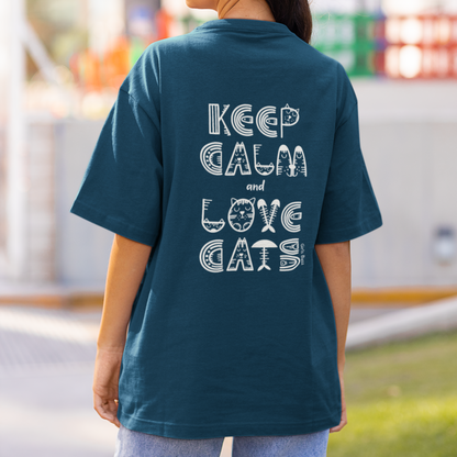 Keep Calm And Love Cats Back Printed Tee