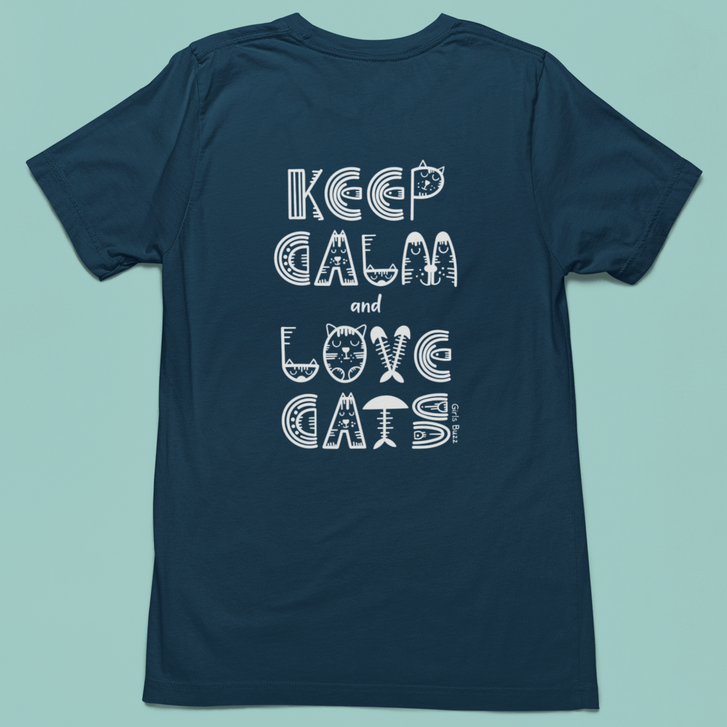 Keep Calm And Love Cats Back Printed Tee