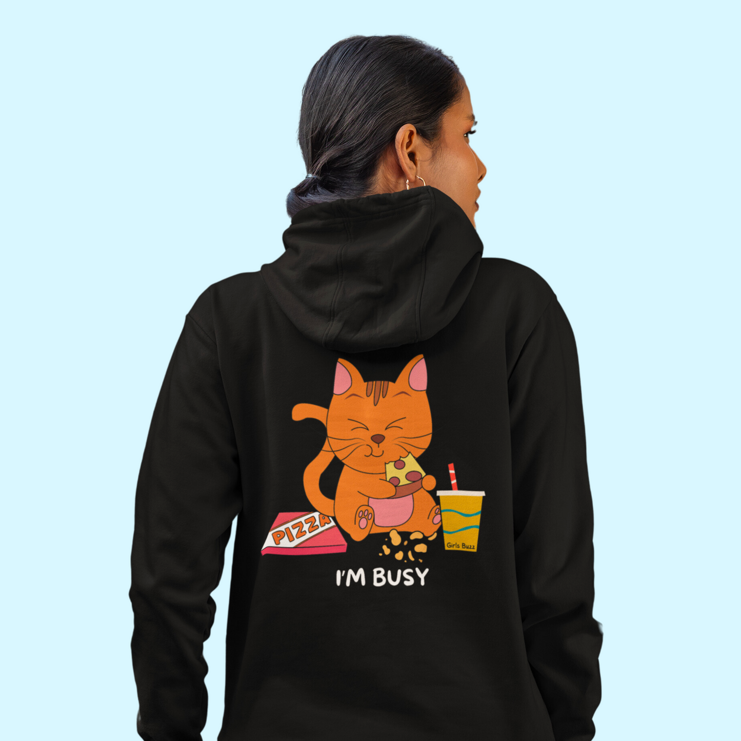  go away i'm busy Women's loose fit graphic back printed hoodie 