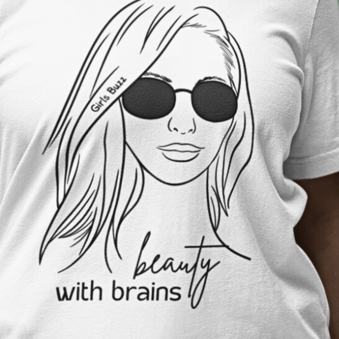 Boyfriend Fit White Women Cotton Tshirt - Beauty With Brains