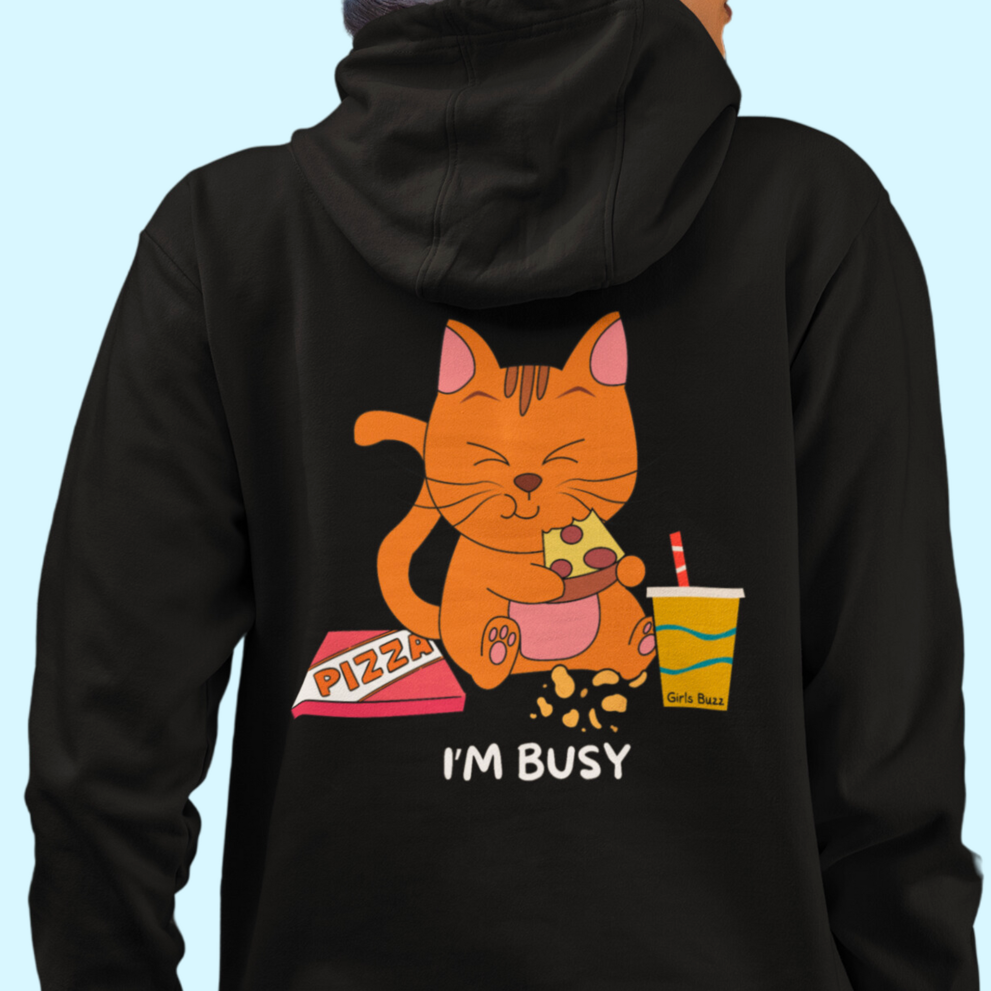  go away i'm busy Women's loose fit graphic back printed hoodie 