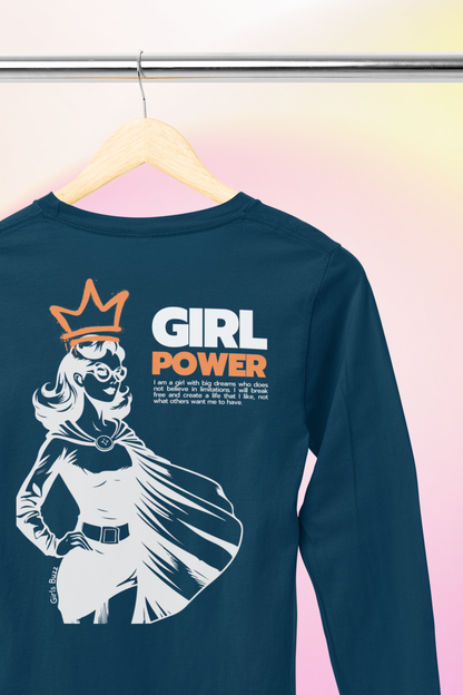 Girl Power Full Sleeves Back Printed T-shirt