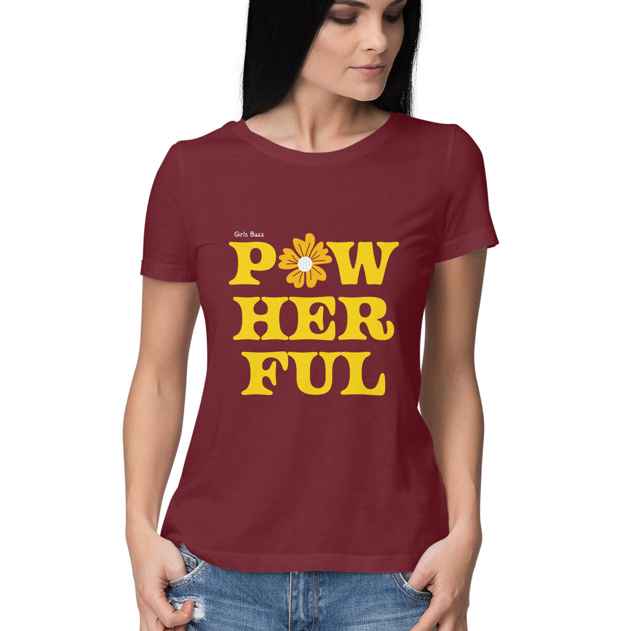 Regular Fit Empowerment Slogan Women Cotton Tshirt - PowHERful